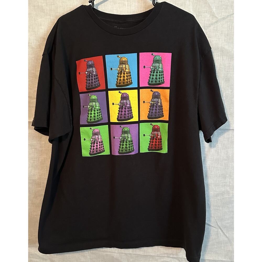 Doctor Who Dalek Pop Art Graphic T Shirt Mens XXL Black Sci Fi BBC Tee